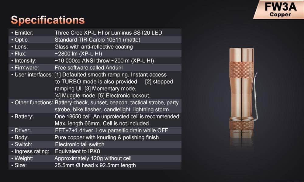 Lumintop FW3A Copper - Image 15